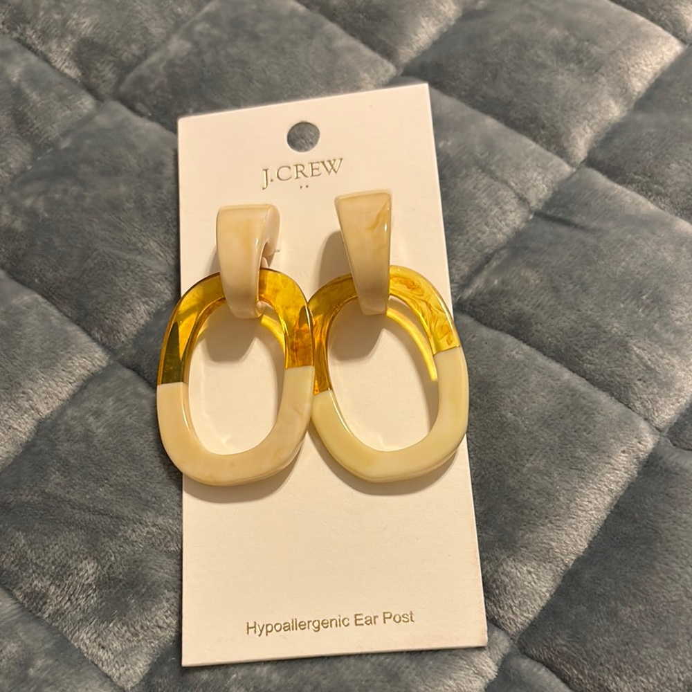 J. Crew Yellow and Cream Geometric Earrings NWT